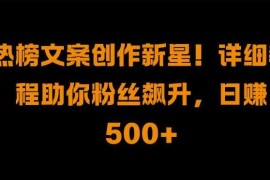 热榜文案创作新星!详细教程助你粉丝飙升，日入500 【揭秘】