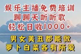 娱乐主播免费培训聊聊天听听歌轻松日收1K ，男女美丑都能做萝卜白菜各有所爱【揭秘】