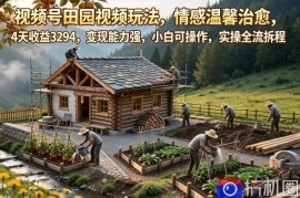视频号田园视频玩法，情感温馨治愈，4天收益3294，变现能力强，小白可操作，实操全流程拆解