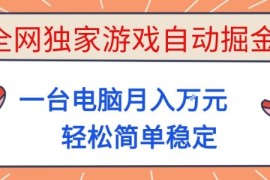 全网独家游戏自动掘金，一台电脑月入1W ，轻松简单稳定，适合新手小白【揭秘】