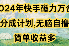 2024年快手磁力万合,广告分成计划无脑自撸玩法，简单收益多