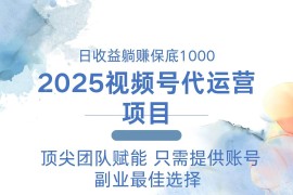 （14240期）2025视频号代运营 日躺赚1000＋ 只需提供账号