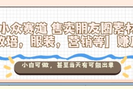 小众赛道售卖朋友圈素材【教培，服装，营销等】賺麻了，小白可做，甚至当天有可能出单