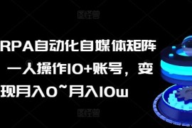 AI RPA自动化自媒体矩阵课，一人操作10 账号，变现月入0~月入10w