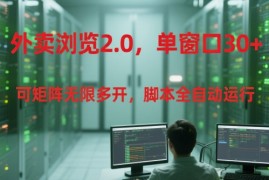 外卖浏览2.0，单窗口30 可矩阵无限多开，脚本全自动运行【揭秘】