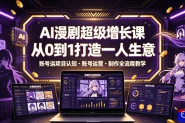 AI漫剧超级增长课，从0到1打造一人生意，项目认知・账号运营・制作全流程教学