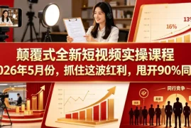 颠覆式全新短视频实操课程，抓住这波红利，甩开90%同行(更新2026年9月份)
