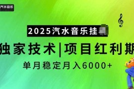 2025汽水音乐挂JI项目，独家最新技术，项目红利期稳定月入6000 