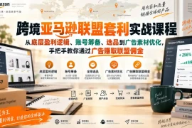 跨境亚马逊联盟套利实战课程，从底层盈利逻辑、账号筹备、选品到广告素材优化，手把手教你通过广告賺取联盟佣金
