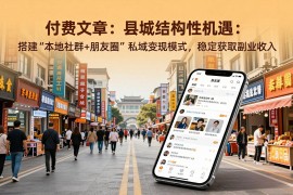 付费文章：县城结构性机遇：搭建“本地社群 朋友圈”私域变现模式，稳定获取副业收入