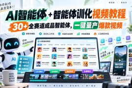 AI智能体 智能体训化视频教程，30 全赛道成品智能体，一键量产爆款视频