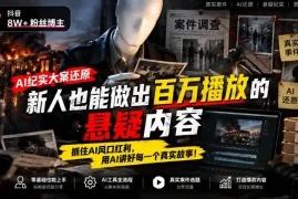 抖音8W粉丝博主的AI纪实大案还原教学，新人也能做出百W播放的悬疑内容，抓住AI风口红利，用AI讲好每一个真实故事(更新1014)