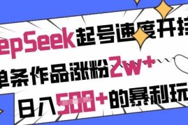 用DeepSeek起号速度开挂，单条作品涨粉2w ，日入5张 的暴利玩法