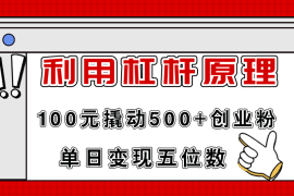 （11859期）利用杠杆100元撬动500 创业粉，单日变现5位数