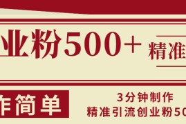 （13073期）3分钟制作精准引流创业粉500 操作简单