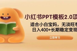 （13997期）小红书PPT模板2.0项目，适合小白宝妈，无淡旺季，日入400 长期稳定变现