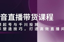 （13848期）抖音直播带货课程，视频起号与千川投放，话术塑造技巧，打造高效直播间