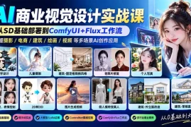 【无水印】AI商业视觉设计实战课：从SD基础部署到ComfyUI Flux工作流，掌握摄影电商建筑AI创作