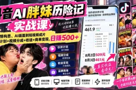 抖音AI胖妹历险记实战课：从剧情构思、AI画面到短视频成片，伙伴计划 视频分成 收徒 商单变现，日赚500 