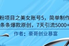 男粉项目之美女账号5，简单制作，条条爆款原创，7天引流5000 