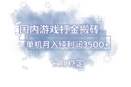 （13584期）国内游戏打金搬砖，长期稳定，单机纯利润3500 多开多得