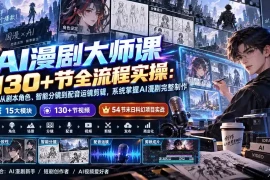 AI漫剧大师课130 节全流程实操：从剧本角色、智能分镜到配音运镜剪辑，系统掌握AI漫剧完整制作