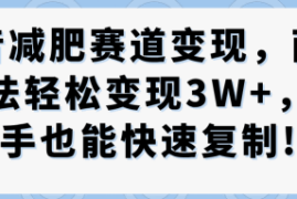 抖音减肥赛道变现，两种玩法轻松变现3W ，新手也能快速复制