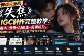 全网爆火短剧《失焦》AIGC制作完整教学：剧本 分镜 AI画面 剪辑成片，附编剧Skill、提示词及资产库指令资料