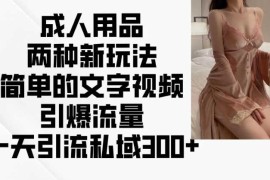 成人用品两种新玩法，简单的文字视频引爆流量，一天引流私域300 