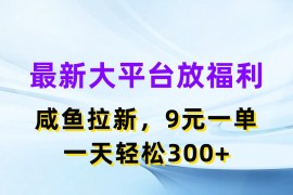 最新大平台放福利，咸鱼拉新，9元一单，轻轻松松一天300 