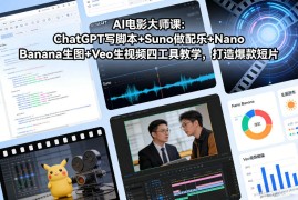 AI电影大师课：ChatGPT写脚本 Suno做配乐 Nano Banana生图 Veo生视频，打造爆款短片