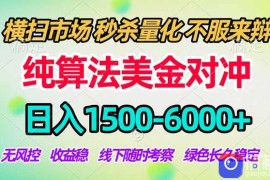 2026美金掘金新风口-纯算法对冲震撼上线！日入1500-6000 ，长久合规稳健，轻松摆脱死工资，…