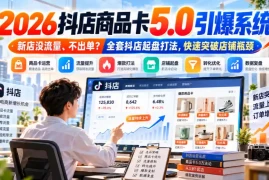 2026抖店商品卡5.0引爆店铺流量，新店没流量、不出单？全套抖店起盘打法，快速突破店铺瓶颈