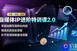 自媒体IP进阶特训课2.0，零基础撰写高转化内容，筛选优质创业项目，补齐变现短板盘活流量