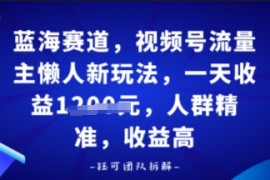 视频号流量主懒人新玩法，一天收益多张，人群精准，收益高