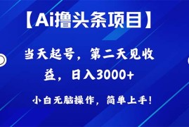 （10334期）Ai撸头条，当天起号，第二天见收益，日入3000 
