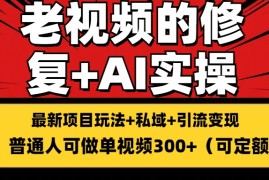 老视频的修复实操，单条收益300 ，普通人可零基础