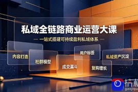 私域全链路商业运营大课，内容打造社群模型成交漏斗，一站式搭建可持续盈利私域体系