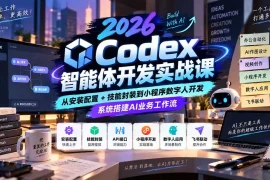 2026Codex智能体开发实战课：从安装配置 技能封装到小程序数字人开发，系统搭建AI业务工作流