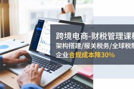 跨境电商-财税管理课程：架构搭建/报关税务/全球税制，企业合规成本降30%