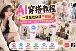【无水印】AI穿搭教程｜一键生成穿搭平铺图，精准起号涨粉，轻松做穿搭OOTD账号