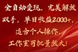 （11842期）全自动变现，完美解放双手，单日收益2000 ，适合个人操作，工作室可批…