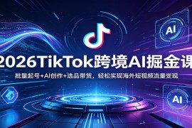 2026TikTok跨境AI掘金课：批量起号 AI创作 选品带货，轻松实现海外短视频流量变现