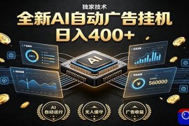 全新AI自动广告挂机 独家技术 躺赚400  全程无需人工值守