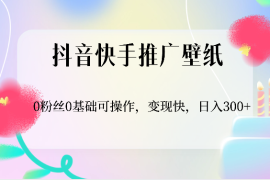 抖音快手推广壁纸，0粉丝0基础可操作，变现快，日入300 