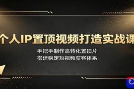 个人IP置顶视频打造实战课：手把手制作高转化置顶片，搭建稳定短视频获客体系