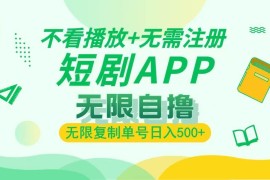 （13442期）2024最新短剧玩法，无需注册，不看播放，无限复制单号轻松日入500 