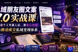 私域朋友圈文案7.0实战课｜塑造个人专属人设，靠走心内容打造被动成交私域变现体系