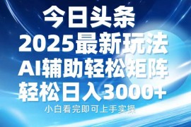 （13958期）今日头条2025最新玩法，思路简单，复制粘贴，AI辅助，轻松矩阵日入3000 