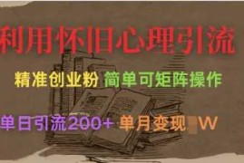 利用怀旧心理，引流创业粉，简单可矩阵操作，单日引流200 ，月变现过W
